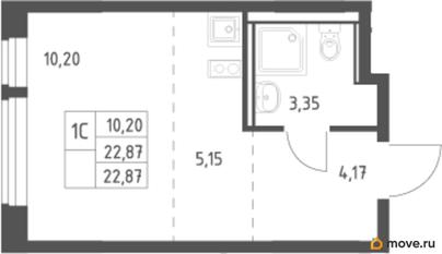 студия, 22.87 м&sup2;