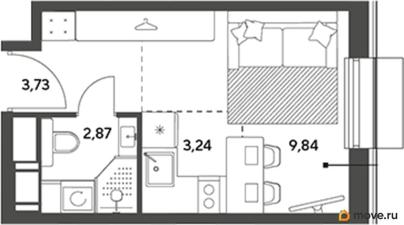 студия, 19.68 м&sup2;
