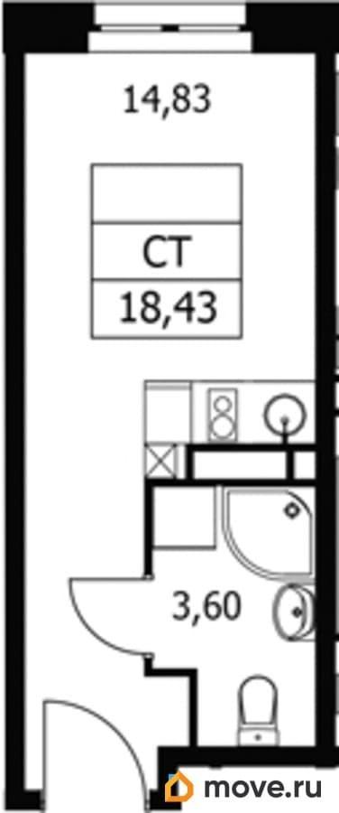 студия, 18.43 м&sup2;