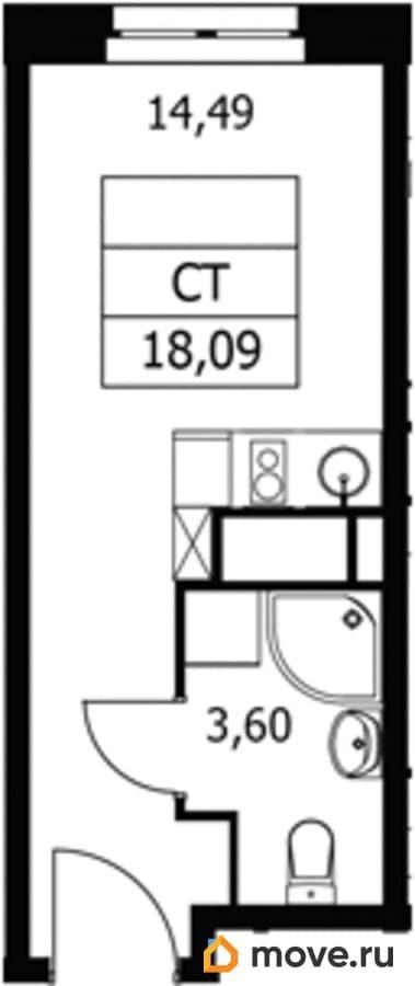 студия, 18.09 м&sup2;