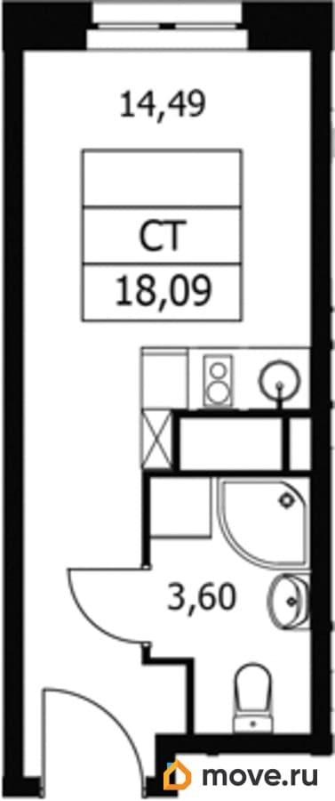студия, 18.09 м&sup2;