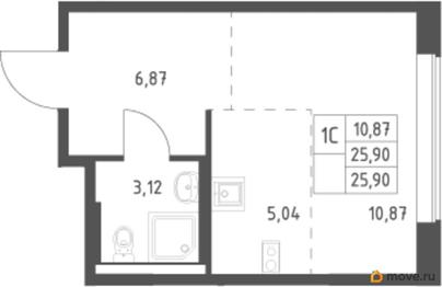 студия, 25.9 м&sup2;