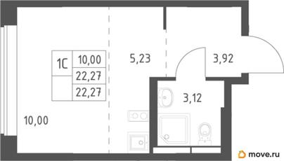 студия, 22.27 м&sup2;