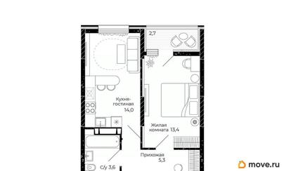 1-комн. квартира, 37.6 м&sup2;