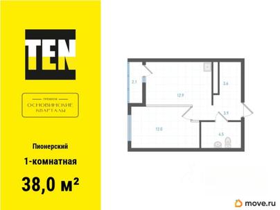 1-комн. квартира, 38 м&sup2;