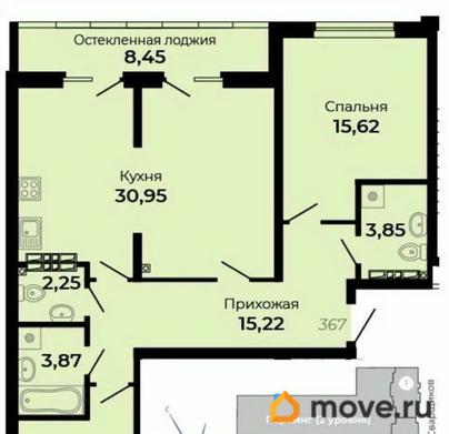 2-комн. квартира, 88.84 м&sup2;