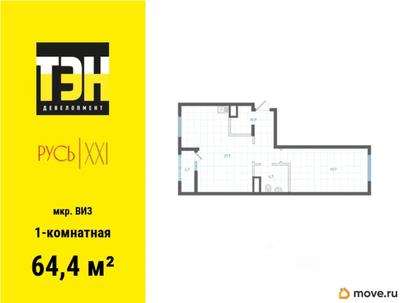 1-комн. квартира, 64.4 м&sup2;