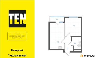 1-комн. квартира, 35.2 м&sup2;
