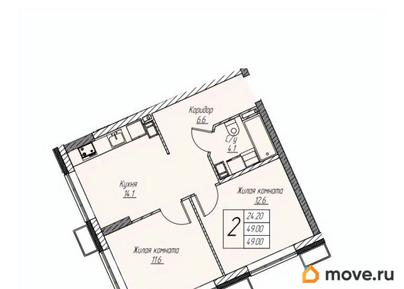 2-комн. квартира, 48.9 м&sup2;