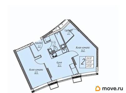 2-комн. квартира, 49.6 м&sup2;