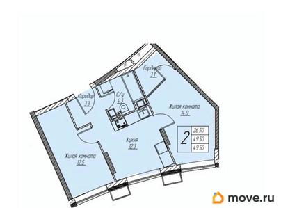 2-комн. квартира, 49.5 м&sup2;