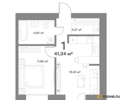 1-комн. квартира, 41.34 м&sup2;