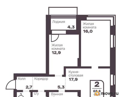 2-комн. квартира, 66.4 м&sup2;