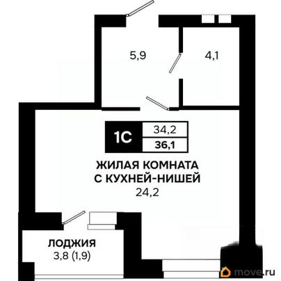 студия, 36.1 м&sup2;