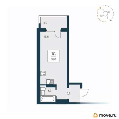 студия, 30.9 м&sup2;