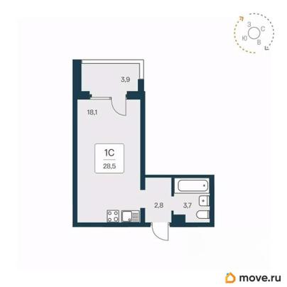 студия, 28.3 м&sup2;