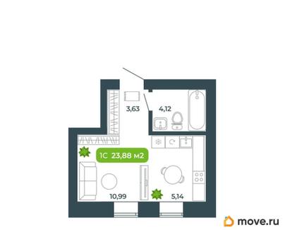 студия, 23.88 м&sup2;