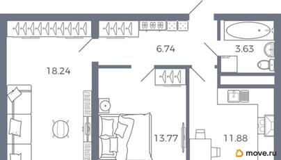 2-комн. квартира, 54.26 м&sup2;