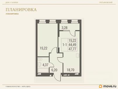 1-комн. квартира, 47.76 м&sup2;
