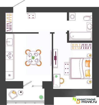 1-комн. квартира, 37.49 м&sup2;