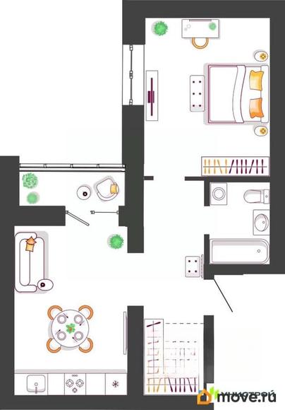 1-комн. квартира, 46.28 м&sup2;