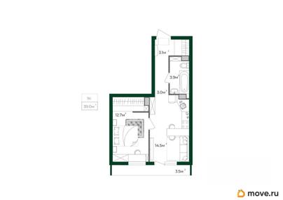 1-комн. квартира, 39 м&sup2;