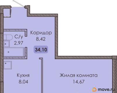 1-комн. квартира, 34.102 м&sup2;
