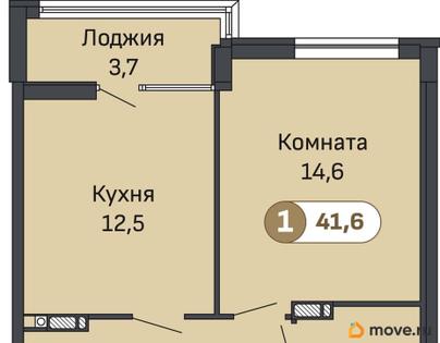 1-комн. квартира, 41.6 м&sup2;