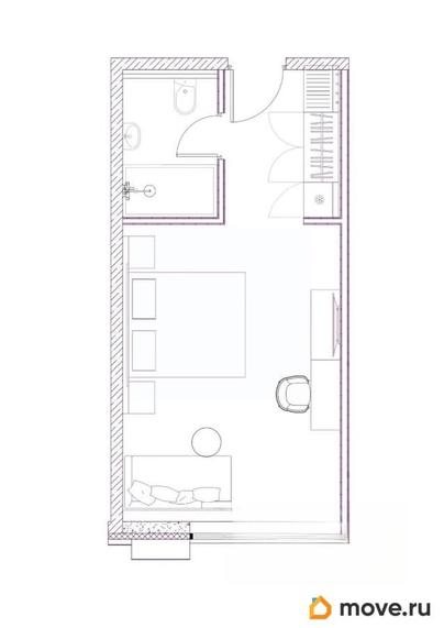 1-комн. апартаменты, 28.02 м&sup2;