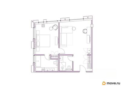 1-комн. апартаменты, 56.69 м&sup2;
