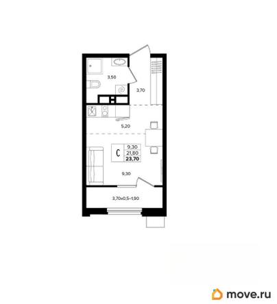студия, 23.7 м&sup2;