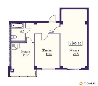 2-комн. квартира, 65.7 м&sup2;