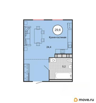 1-комн. квартира, 29.5 м&sup2;