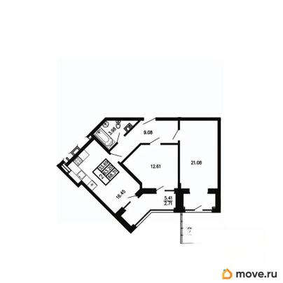 2-комн. квартира, 68.31 м&sup2;