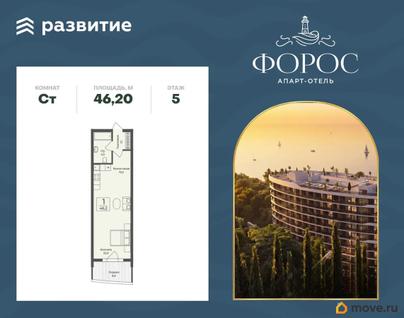 1-комн. апартаменты, 46.2 м&sup2;
