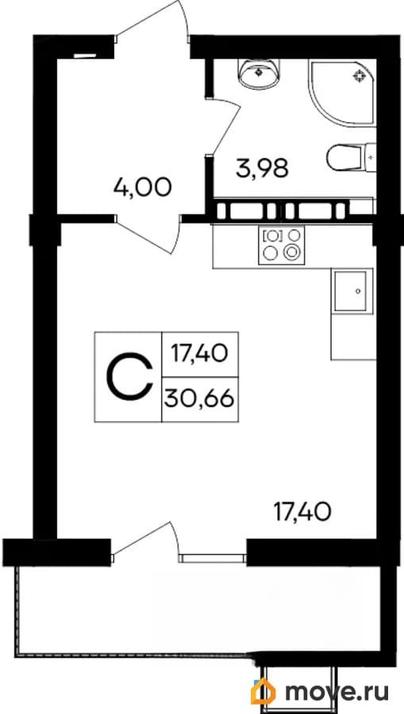 студия, 30.66 м&sup2;