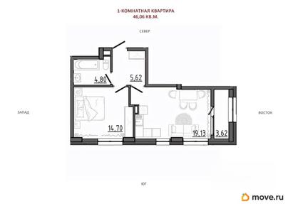 1-комн. квартира, 46 м&sup2;