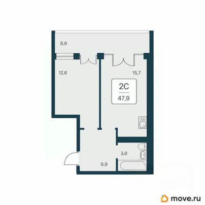 1-комн. квартира, 47.9 м&sup2;