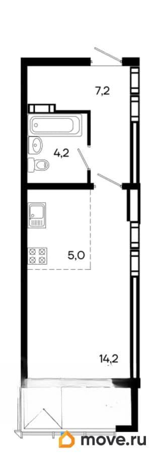 студия, 34.9 м&sup2;