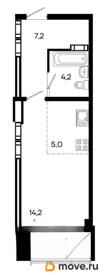 студия, 34.9 м&sup2;