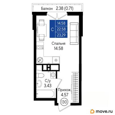 студия, 23.29 м&sup2;