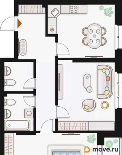 2-комн. квартира, 75.07 м&sup2;
