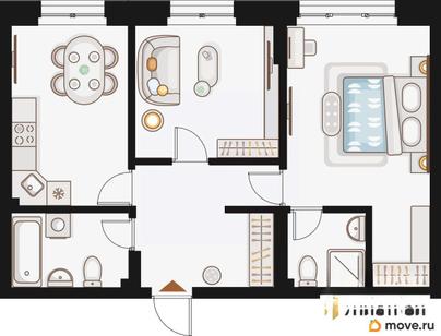 2-комн. квартира, 60.65 м&sup2;