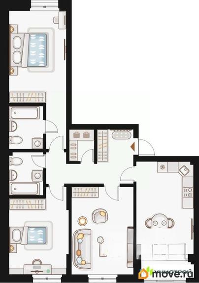 3-комн. квартира, 93.22 м&sup2;