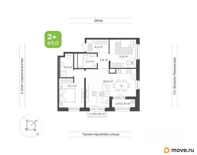 2-комн. квартира, 69 м&sup2;