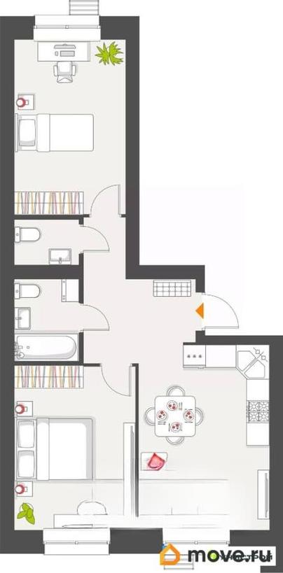 2-комн. квартира, 60.28 м&sup2;