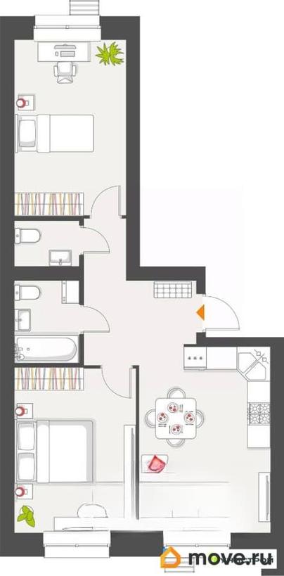 2-комн. квартира, 60.28 м&sup2;