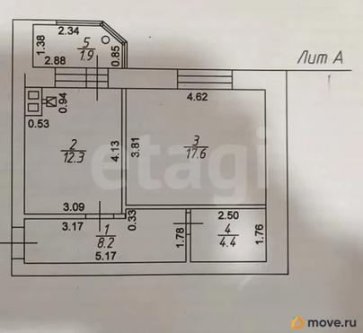 1-комн. квартира, 42.5 м&sup2;