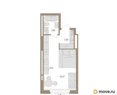 1-комн. квартира, 28.92 м&sup2;