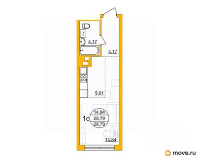 студия, 28.37 м&sup2;